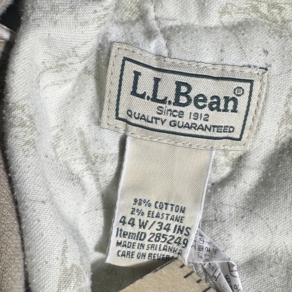 VTG LL Bean Men Tan Corduroy Cargo Pants 44x34 Straight Leg Stretch Khaki 285249